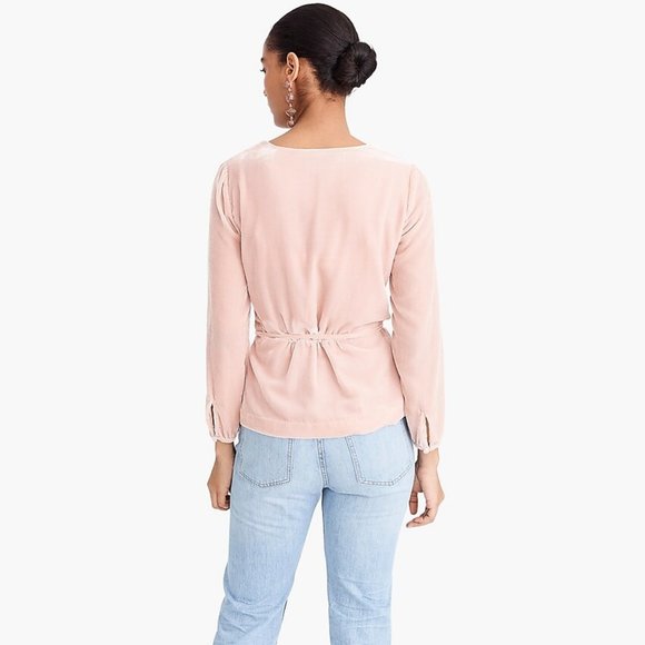 NWT J.Crew Faux Wrap Top In Drapey Velvet Size 0P - Picture 4 of 11